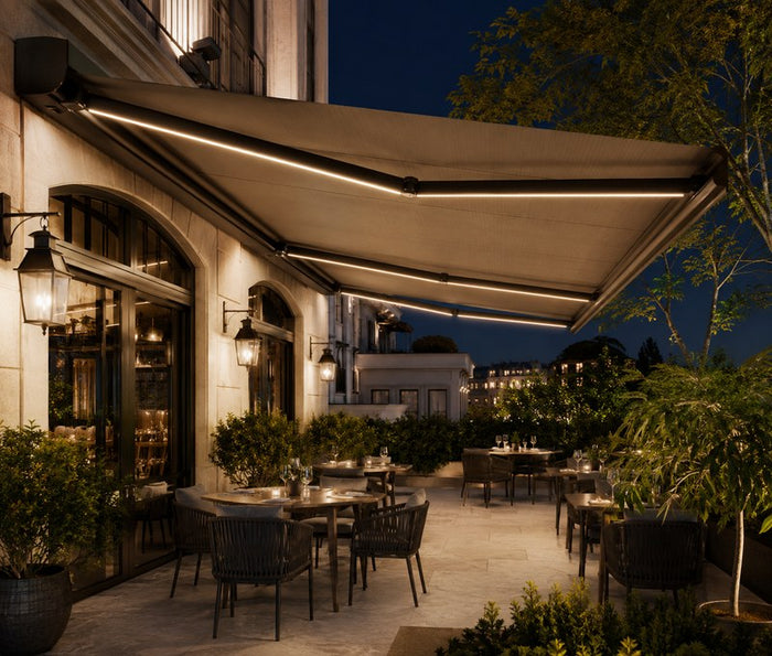 White pergola outdoor lounge